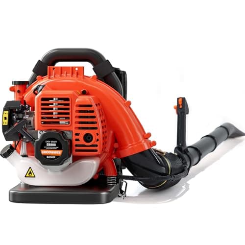 Relxxon Gas Powered Backpack Leaf Blower - 52cc 2-Stroke Engine, 200 MPH 550 CFM Heavy Duty Lawn Care Tool for Debris & Snow - 17.2lb Ultralight Design - 40oz Fuel Tank (Orange)