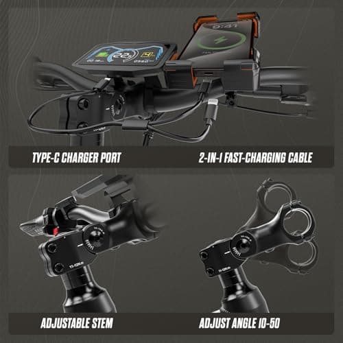 PUJH 6000W Dual Motor Ebike for Adults, 60V 20Ah Fast Electric Bike 45mph,Up to 110 Miles,24" Fat Tire Full Suspension Electric Bike for Snow Off-Road Commuter Mountain E-Bike for Men Women (Black) 9