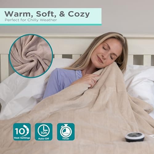 BLACK+DECKER Heated Blanket Electric King, Micro Plush Electric Blanket, Heating Blanket with 10 Heating Levels, 10H Timer, Auto Shutoff, Dual Zone Heating, Fast Heating (90x100 inches, Grey) 7