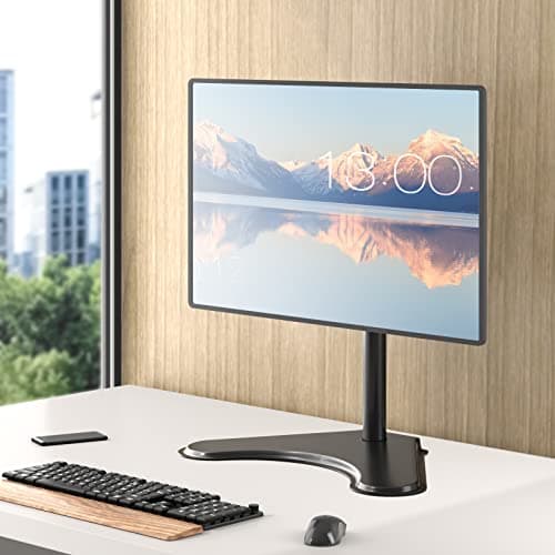 WALI Single Monitor Stand up to 32 Inch Screens, Freestanding Single Monitors Arm Desk Mount, Universal VESA Monitor Mount 75x75/100x100mm, Adjustable Height and Angle (MF001), Black 8