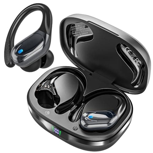Wireless Earbuds Bluetooth Headphones 80hrs Playback Ear Buds Power Display with Noise Canceling Mic Headsets for Sports/Workout/Running Black