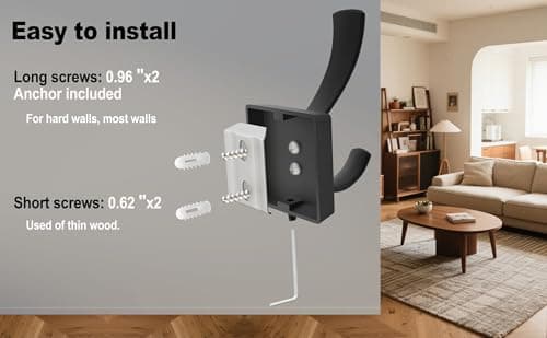 TOFIIGREM Black Towel Hooks Coat Hooks for Wall, Hand Towel Holder Robe Hook for Bathroom, Entryway Hat Hooks for Hanging Coat Towels Keys Hats (6 Pack) 8