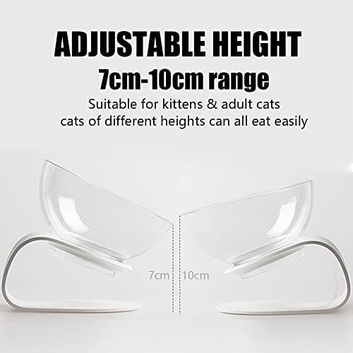 Raised Cat Food Bowl with Stand, Cat Food and Water Bowl Set, Elevated Cat Bowl Whisker Friendly Tilted Cat Bowls Anti Vomiting Double Cat Bowls for Kitten 5