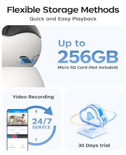 JOOAN 2K 5G Security Camera Indoor 360 PTZ Camera 5G/2.4G Dual WiFi for Baby Pet Home Smart Surveilalnce Motion Detect Alert Fast Playback 2 Way Audio Color Night Auto Tracking SD Card/Cloud Storage 7