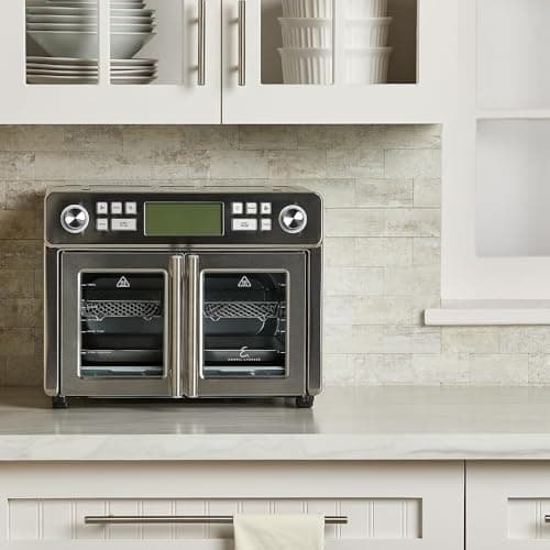 Emeril Lagasse Dual Zone 360 Air Fryer Oven Combo with French Door, 25 QT Extra Large, Cook Two Foods in Different Ways, Up to 60% Faster from Frozen to Finish, Pizza Stone Accessory 6