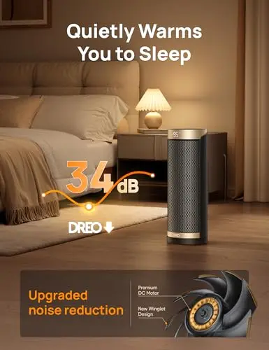 DREO Space Heater, 1500W Electric Heaters for Indoor Use with Thermostat, 70° Oscillation, 8 Safety Protections, 5 Modes, Remote, 12H Timer, Quiet Portable Heater for Office, Bedroom, Large Room 7