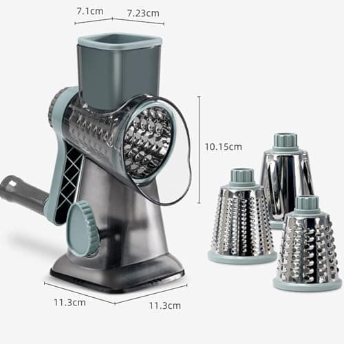 Eleko Meyar Cheese Grater with Handle, Multifunctional Manual Rotary Cheese Grater - Cheese Shredder Easily Chop Carrots, Potatoes, Vegetables and Fruits and Easy to Clean(blue) 5