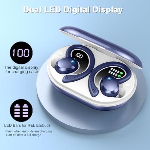 Wireless Earbuds Sport, 2025 Bluetooth 5.4 Headphones Bass Hi-Fi Stereo Over Ear Buds, 56Hrs Noise Cancelling Headset with Earhook, IP7 Waterproof Earphones Workout Running for Laptop Pad Android iOS 6