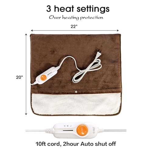 Gintao Electric Heated Foot Warmers for Men and Women,Foot Heating Pad Electric with Fast Heating Technology,Heating Pad Feet Warmer Auto Shut Off with 3 Temperature Setting,22×20 inches,Brown 7