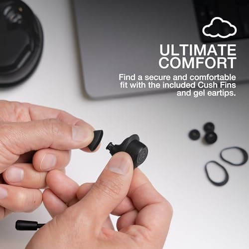 JLab Work Buds in-Ear True Wireless Headset with Detachable Noise-Canceling Boom Mic, Black, Long 55+ Total Hours Playtime, Bluetooth Multipoint, USB-C Charging Dock 8