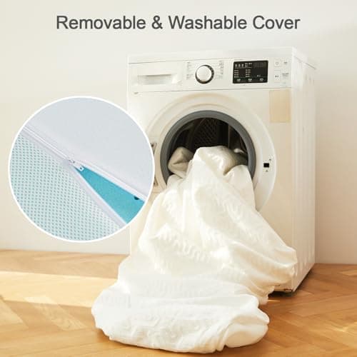 Belffin 3 Inch Gel Memory Foam Mattress Topper Twin XL Size, Dorm Bed Mattress Topper Waterproof for Body Support & Pressure Relief, with Removable Cover, Soft & Breathable, White 8