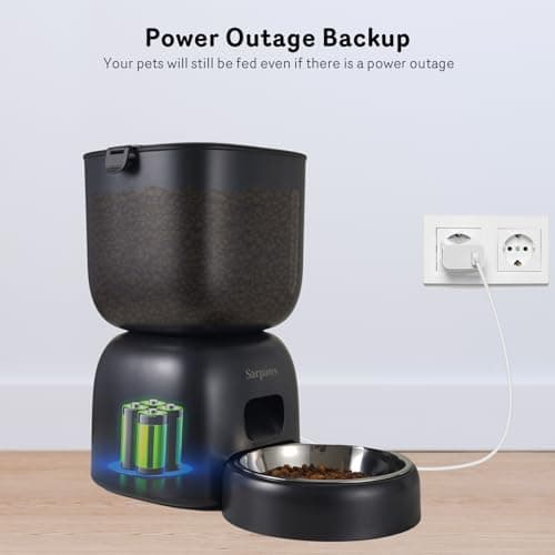 Automatic Cat Feeder and Water Dispenser FW1, Wire or Battery Cat Food Dispenser Timer Pet Feeder - Locking Lid, Desiccant Bag, Programmable Portion Control, 4 Daily Meals, 10s Voice Recorder 6