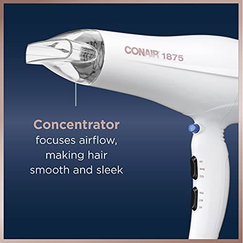 Conair Double Ceramic Hair Dryer | Blow Dryer with Ionic Conditioning | Includes Concentrator 5