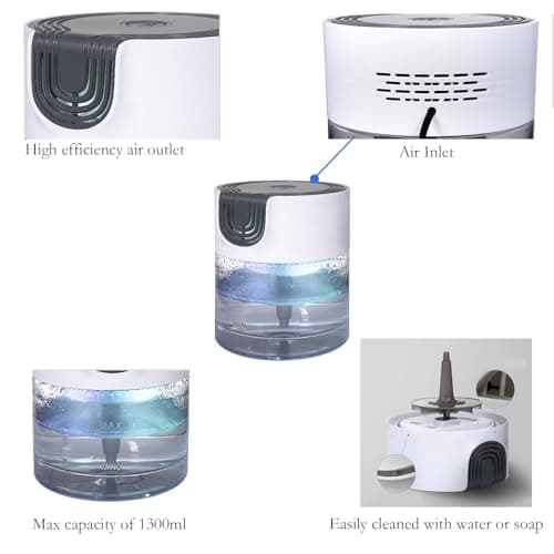 Water Air Purifier for Home, Office，Water Based Air Purifier ，Air Washer Humidifier ，Freshener for Smoke and Pet Odors，Essential Oil Aroma Diffuser with LED Night Light 5