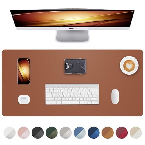 Leather Mouse Pad & Desk Blotter Mat - Non-Slip PU Laptop Desk Pad, Waterproof Writing Pad for Office & Home (Brown, 36" x 17")