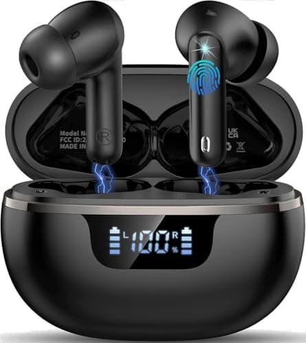 Wireless Earbuds Bluetooth Headphones Noise Cancelling, Bluetooth 5.4 Ear bud with Dynamic Drivers Stereo, 40H Playtime Sports Earphones Wireless Waterproof with LED Power Display for Laptop Pad Phone