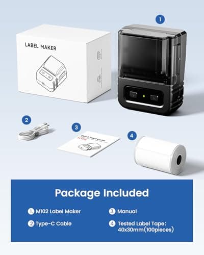 Ponek Label Maker, M102 Barcode Label Printer with 7000+ Icons 700+ Templates, 2 Inch Label Maker for Small Business, Home, Office, Kitchen, School, Gift Tag Printer, Dark Gray 8