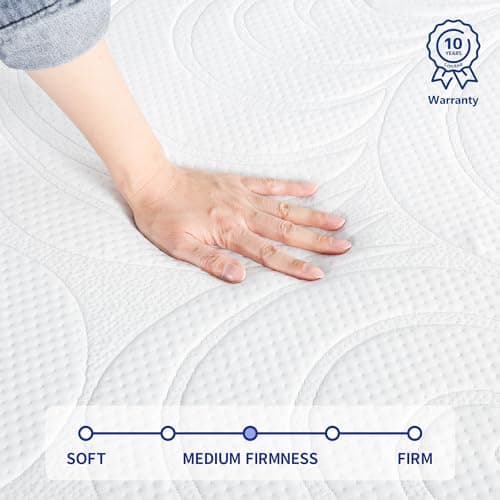 Olee Sleep Full Mattress, 10 Inch Gel Memory Foam Mattress, Gel Infused for Comfort and Pressure Relief, CertiPUR-US Certified, Bed-in-a-Box, Medium Firm, Grey, Full Size 6