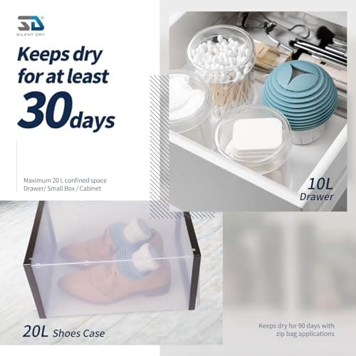 Silent Dry Mushroom Dehumidifier, Cordless, Wireless, Fast and Rechargeable, effective for up to 20L Shoe box, for Home, Bathroom, Camera, Kitchen, Storage, Cabinet, Shoe 6