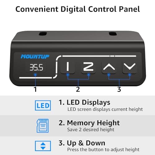MOUNTUP Height Adjustable Electric Standing Desk Whole-Piece, 48 x 24 Inches Quick Assembly Sit Stand Desk with Memory Controller, Black 7