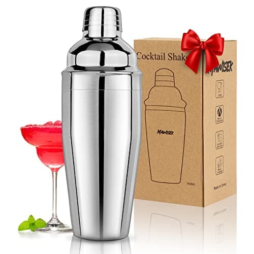 Cocktail Shaker 24oz Martini Shaker Drink Shaker Bar tools with Built-In Strainer for Bartender, Professional 18/8 Stainless Steel Margarita Mixer for Mixed Drinks