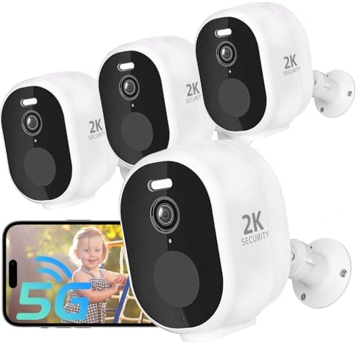RICHCHO 4Pack 2.4G&5G Security Cameras Wireless Outdoor, 2K Battery Powered Indoor Cameras for Home Security, AI Motion Detection Siren,Two-Way Talk, Color Night Vision, Waterproof,Works w/Alexa