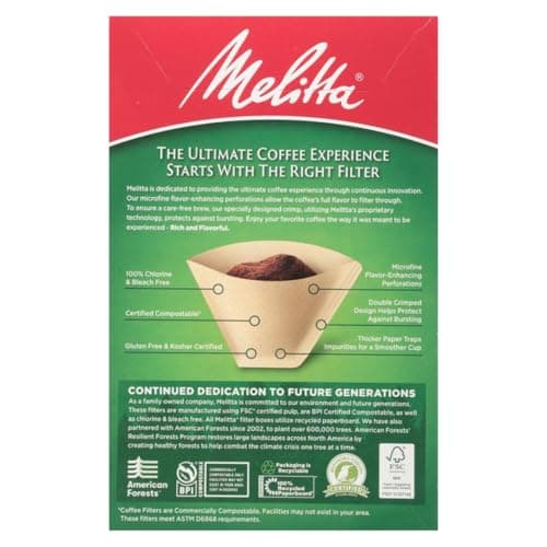Melitta #4 Cone Coffee Filters, Natural Brown, 100 Count (Pack Of 6), 600 Total Filters - Fits all 8-12 Cup Cone Coffee Makers and Pour-Overs, Compostable, Tear-Resistant 12