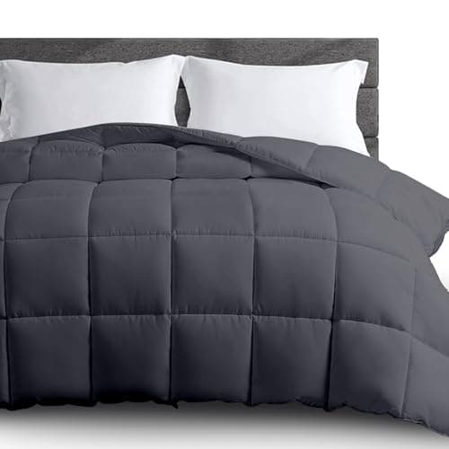 HomeSmart Weighted Comforter King Size, 15 lbs, 3X More Fluffy Than A King Weighted Blanket, Soft Breathable Fabric, Grey