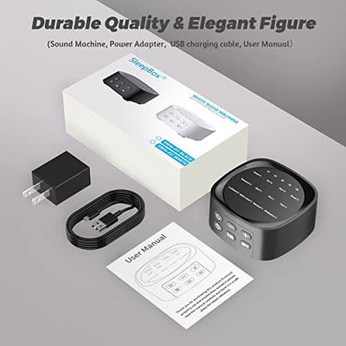 Sleepbox Sleep White Noise Sound Machines with 25 Soothing Sounds 36 Volume Levels 5 Timers Visible Sound Catalog Portable Size Memory Function for Home Office and Travel 7