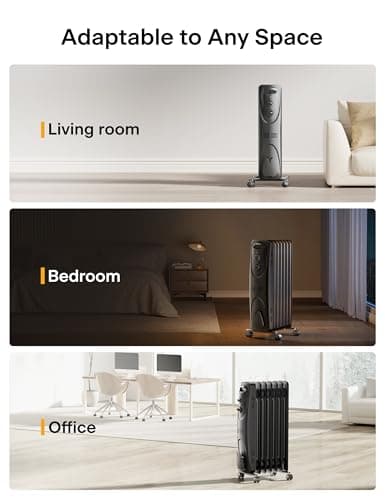 PELONIS Radiator Heater for Large Space, Electric Oil Filled Radiator, Dual Knobs, 1500W, Quiet Space Heater, 3 Modes, Tip-over Protection 8