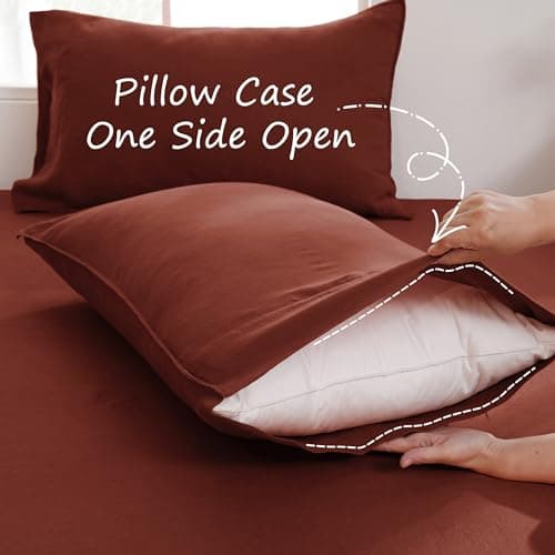 Linen World French Linen Pillow Case Set of 2,Moisture-Absorbing Pillow Shams,Queen Size (20''x30''),Red Pear 5