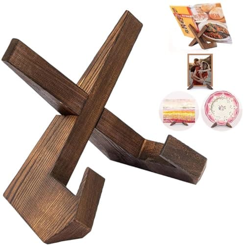 Tunyet Cookbook Stand, Recipe Book Holder for Kitchen Counter, Wooden Cookbook Holder,Cookbook Stand for Kitchen Counter Cookbook Holder Stand（Rustic Brown）