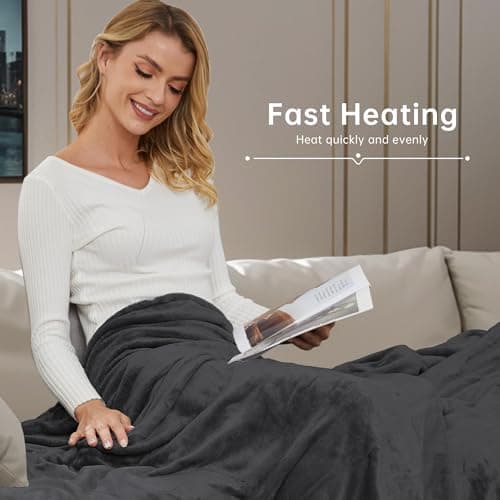McJaw Electric Heated Blanket 72"x 84" Full Size, 4 Heating Levels and 10 Hours Auto Off, Lightweight and Breathable - Ebony 7