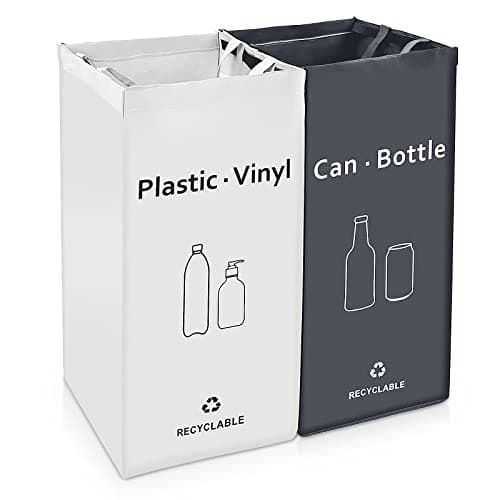 JIALAI HOME Recycling Bin, Separate Large Recycle Bins for Kitchen - Indoor Home Trash Bin, Recyclable Waste Trash Sorting Organizer, Durable, Washable, Affordable Recycle Bags, 2 Pack