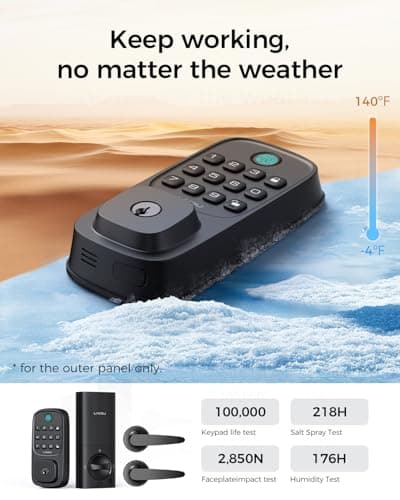 LNDU Keyless Entry Door Lock, WiFi Smart Keypad Deadbolt with Handle Set, Supports Fingerprint, Amazon Alexa, Google Assistant, App Control, Auto-Lock, One-Time Code, Anti-Peeking Password 6