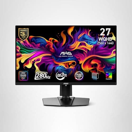 msi MAG 271QP QD-OLED X28 27-inch 2560 x 1440 (QHD) Gaming Monitor, 280Hz, Adaptive-Sync, HDR Ready, HDMI, VGA Port, VESA Mountable, Tilt, 4-Side Slim Bezel, 0.03ms, Black 8