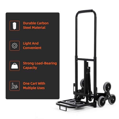 Stair Climbing Cart, 330 LB Climber Hand Truck with Adjustable Handle, Portable Folding Cart for Stairs, Stair Climbing Dolly Hand Carts with 10 Wheels for Shopping, Moving, Office Use 6