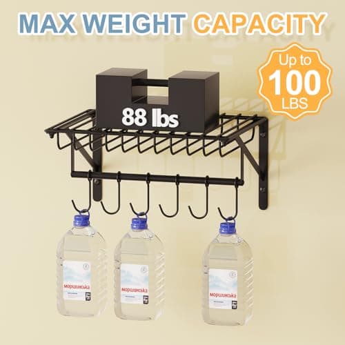 Hongtamoy 2 Packs Wall Mounted Pot Lid Rack Organizer, Hanging Pot and Pan Lid Organizer for Kitchen with 12 Upgrade Hooks, Pot Lid Holder for Cookware,Pans,Utensils Organization, Black 9