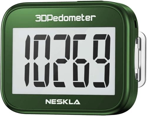 NESKLA 3D Pedometer for Walking, Simple Step Counter for Walking with Large Digital Display, Step Tracker with Removable Clip Lanyard, Accurately Track Steps for Men Women Kids Adults Seniors
