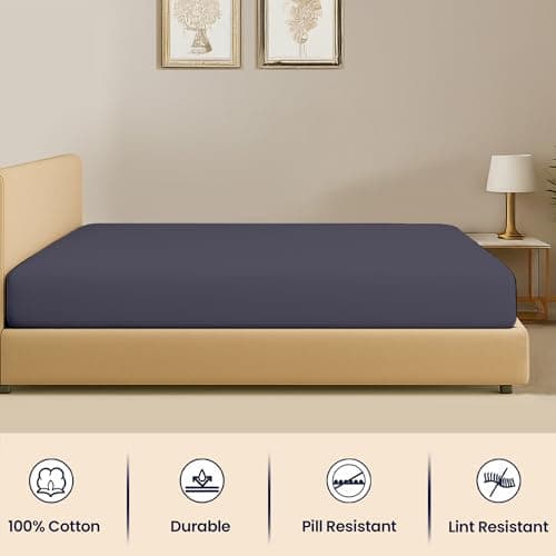 SGI Bedding 108" W x 108" L 1 Pc Alaskan King Fitted Sheet Only 100% Egyptian Cotton - 600TC Fits 15" Deep Pocket - Soft Breathable Luxury Oversized Sheets, for Extra Large Beds - Dark Gray 6