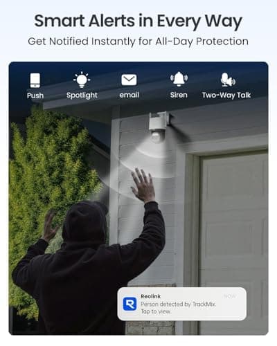 REOLINK Security Cameras Wireless Outdoor, Pan Tilt, Auto Tracking, 6X Hybrid Zoom, Solar Powered with 2K Color Night Vision, 2.4/5GHz WiFi, Local Storage, Home Hub Compatible, Trackmix+Solar Panel 7
