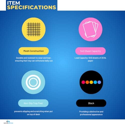 1InTheOffice Stackable Letter Tray, Matte Black Wire Mesh Front-Load Letter Tray 6