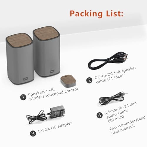 KEiiD Bluetooth Computer Speakers with Wireless Touch Control Pod for PC Laptop/Desktop Wireless Stereo Gaming Speakers, 4 EQ Modes, Aesthetic Style, New Model 7