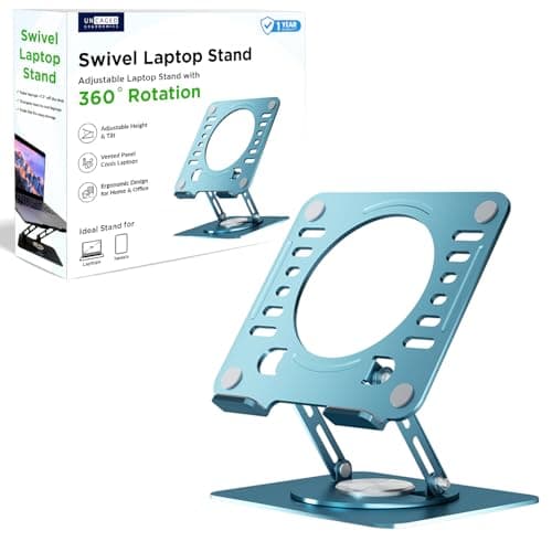 Uncaged Ergonomics Swivel Laptop Stand for Desk, Adjustable Computer iPad Stand for Desk w/ 360 Rotation, Portable Laptop Holder for Home Office Ergonomic Supplies (Ocean Blue)