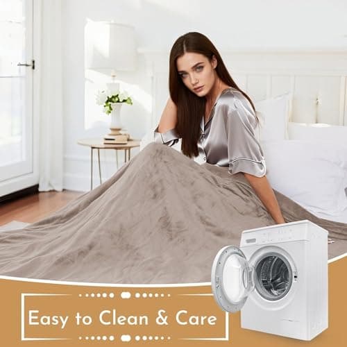 ONDAN Electric Heated Blanket 72"x84" Full Size Flannel Heated Blanket, Cozy & Warm for All Night, 4 Heat Settings & 10 Hours Auto Off, Machine Washable, Linen 6