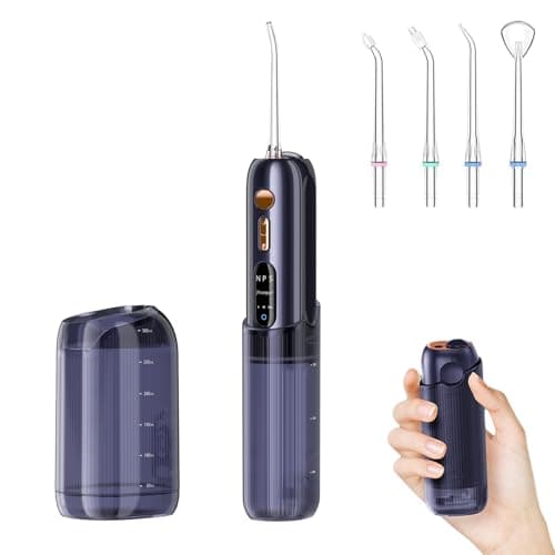 Portable Water Flosser, Mini Water Flosser with 2 Detachable Water Tank for Travel Size,4 Jet Tips and 3 Mode Water Dental Flosser Suit Travel/Home