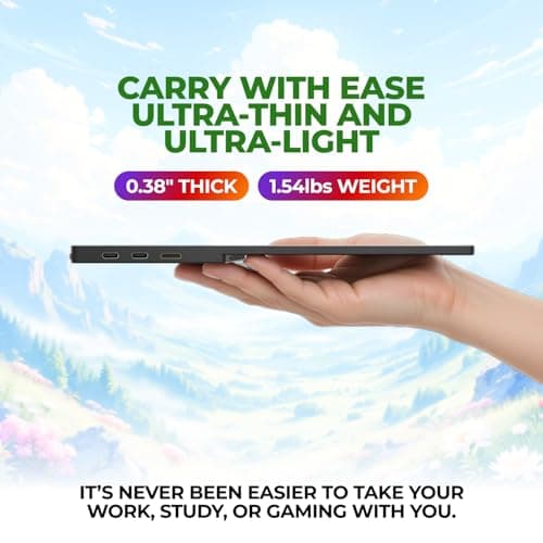 AOC 16T20 Portable Monitor 15.6" FHD 1080p IPS Display, USB-C, Mini HDMI, Built-in Speakers, Travel Monitor with Smart Cover, Compatible with Laptops, MacBook, Gaming Console Ready 5