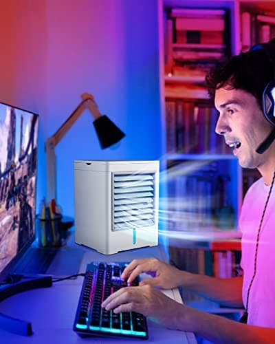 Portable Air Conditioners, Personal Evaporative Air Cooler with 3 Wind Speeds Touch Screen Small Air Conditioner Fan, Desktop Cooling Fan for Room, Bedroom, Office, Camping 6