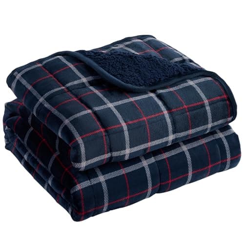 L'AGRATY Weighted Blanket - 48"x72" 15lbs Soft Breathable Heavy Blanket Flannel Material with Glass Beads for Adult All-Season Summer Fall Winter Soft Thick Comfort