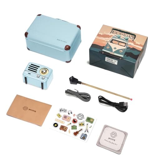 Muzen Portable Bluetooth Speaker, OTR Metal Retro Small Wireless Speaker, FM Radio with Antenna AUX, 10h+ Long Playtime, High Fidelity Stereo Audio with Suitcase, Room Office Decor, Festival Gift 7